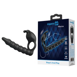 Party Up pierścień erekcyjny silikonowy wibrujący ładowany usb kolor czarny Marcus