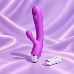 Velvet Touch wibrator silikonowy typ króliczek ładowany usb fioletowy