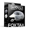 Grey and White Faux Tail with Stainless Plug