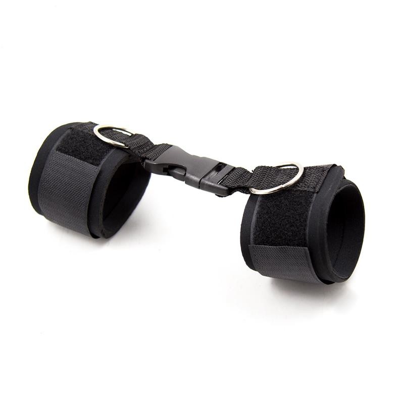 LATETOBED BDSM LINE Neoprene Handcuffs with Veldro Black