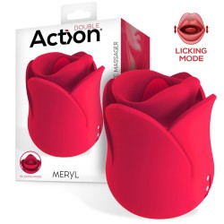 ACTION Meryl Vibe Stimulator Rose Shaped with Tongue 2 Motors