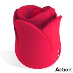 ACTION Meryl Vibe Stimulator Rose Shaped with Tongue 2 Motors