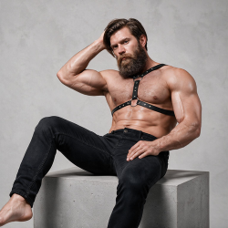 Fetish Submissive Attitude - Eco-Leather Chest Harness With Double Support And Studs For Men