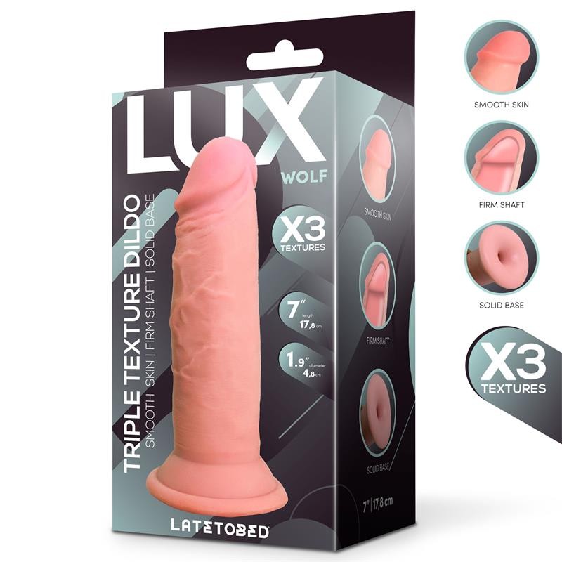 Wolf Triple Texture Dildo 7" Skin Colour TPE Cl,24
