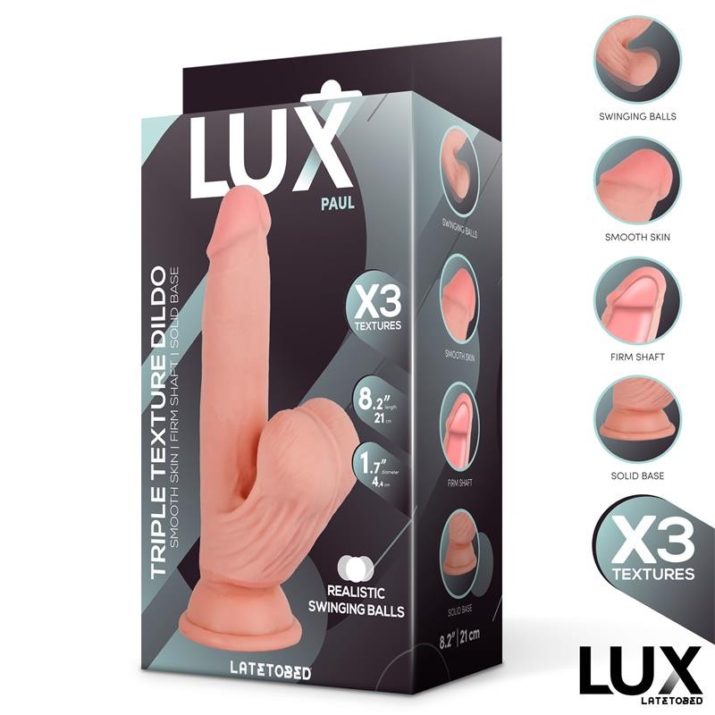 Paul Triple Texture Dildo w/Swing Balls 8,2" Cl,12