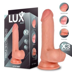 Brant Triple Texture Dildo w/Balls 7,6" Skin Cl,12
