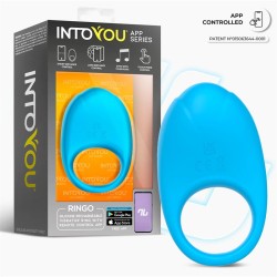 Ringo Silicone Vibrating Ring with App Blue Cl,48