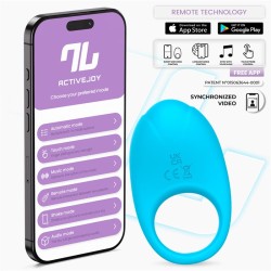 Ringo Silicone Vibrating Ring with App Blue Cl,48