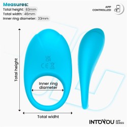 Ringo Silicone Vibrating Ring with App Blue Cl,48