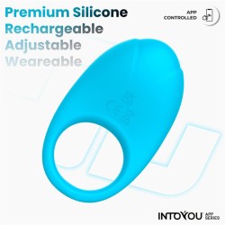 Ringo Silicone Vibrating Ring with App Blue Cl,48