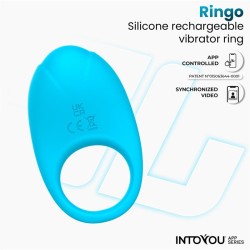Ringo Silicone Vibrating Ring with App Blue Cl,48