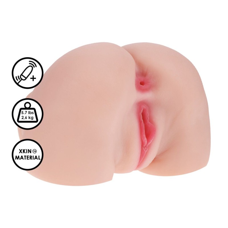 Bodyforms - Mia Hart - Dual Entry Vibrating Masturbator - 2,5 kg / 5.7 lbs - Flesh