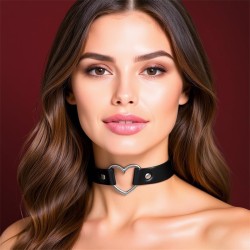Cinderella Collar With Heart Ring Black