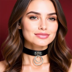 Cinderella Collar with Double Ring Black