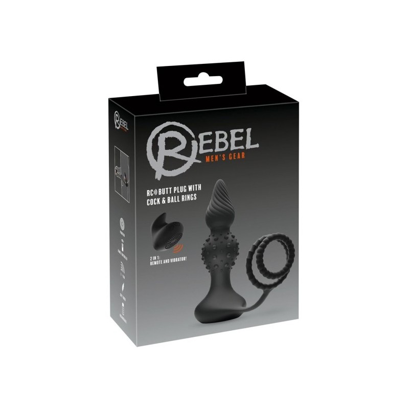 Rebel RC Butt Plug with Cock & Ball Rings