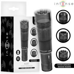 Intense Fun Toys - Intense - Kurt Mini Massager With 4 Interchangeable Heads Black