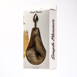 Simple Pleasure korek analny stalowy srebrny rozmiar s lisi ogonek brązowy