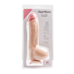 Simple Pleasure dildo z wbudowanym kręgosłupem cyberskóra kolor cielisty 25,5 cm